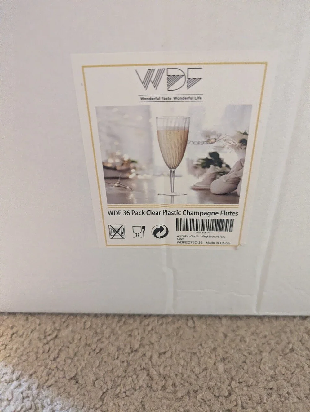 WDF Clear Plastic Champagne Flutes - Clear